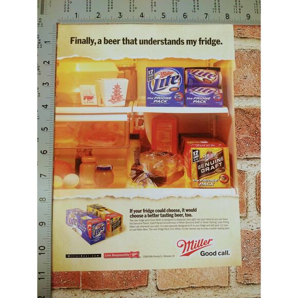 2004 Miller Beer Print Ad Fridge Packed Cans Finally Understands My Fridge Quote - Picture 5 of 7